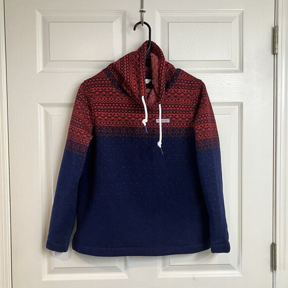Vineyard Vines Fair Isle Fleece Lined Sweater Blue Red Women’s Size XXS - Picture 1 of 9
